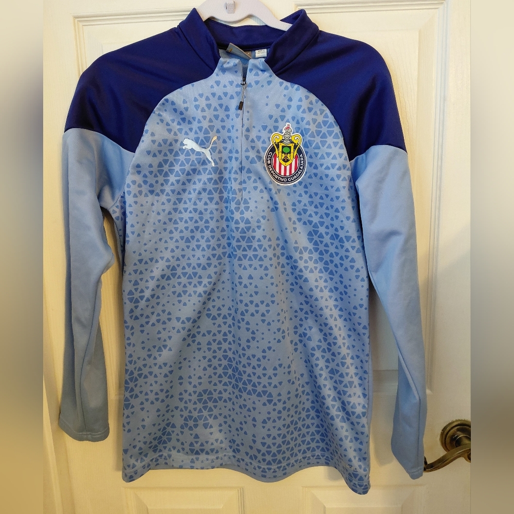 Puma Chivas Training Top Shirt Blue Quarter Zip Small Soccer Athletic World Cup